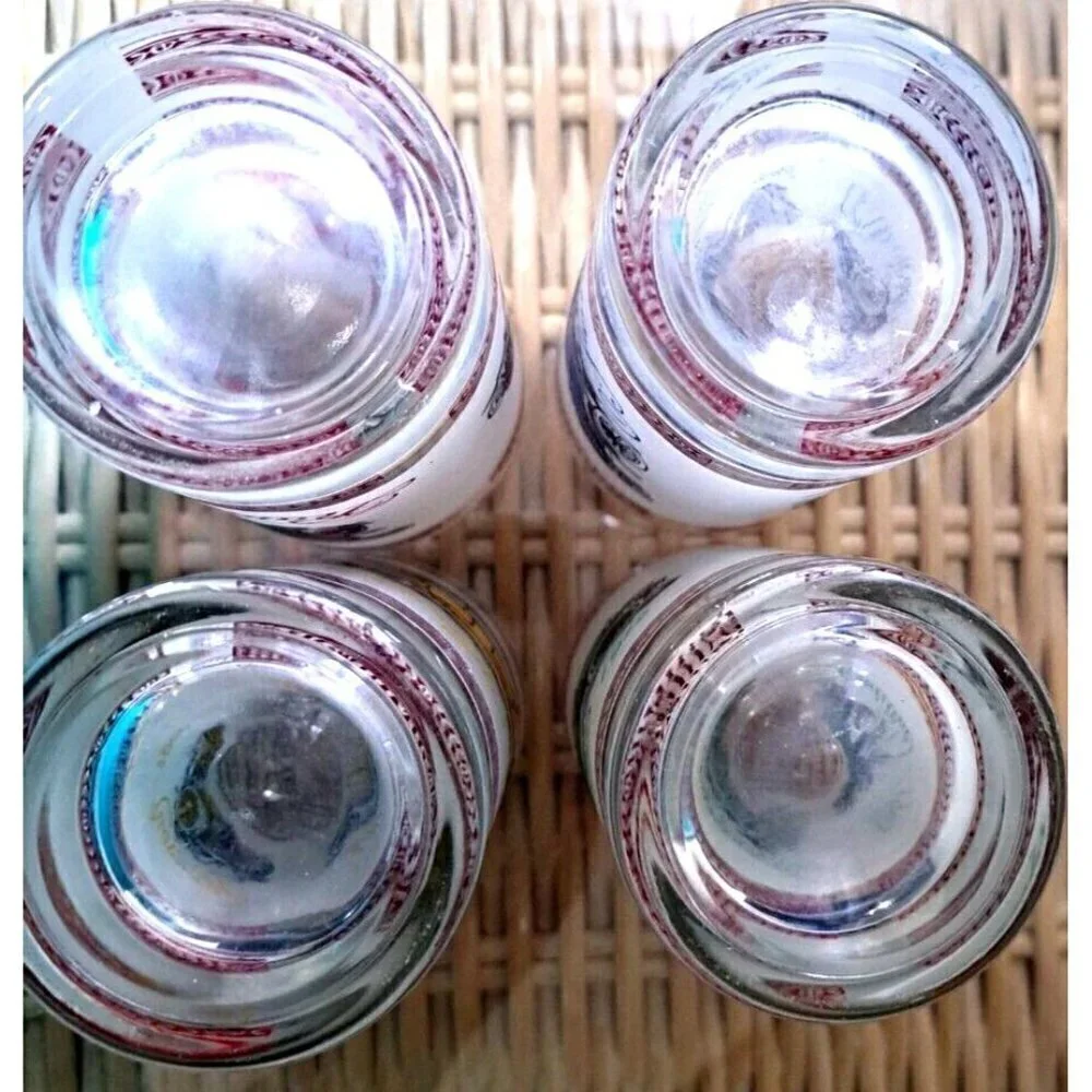 Vinage Set of Four Double Old Fashion Glasses Antique Cars